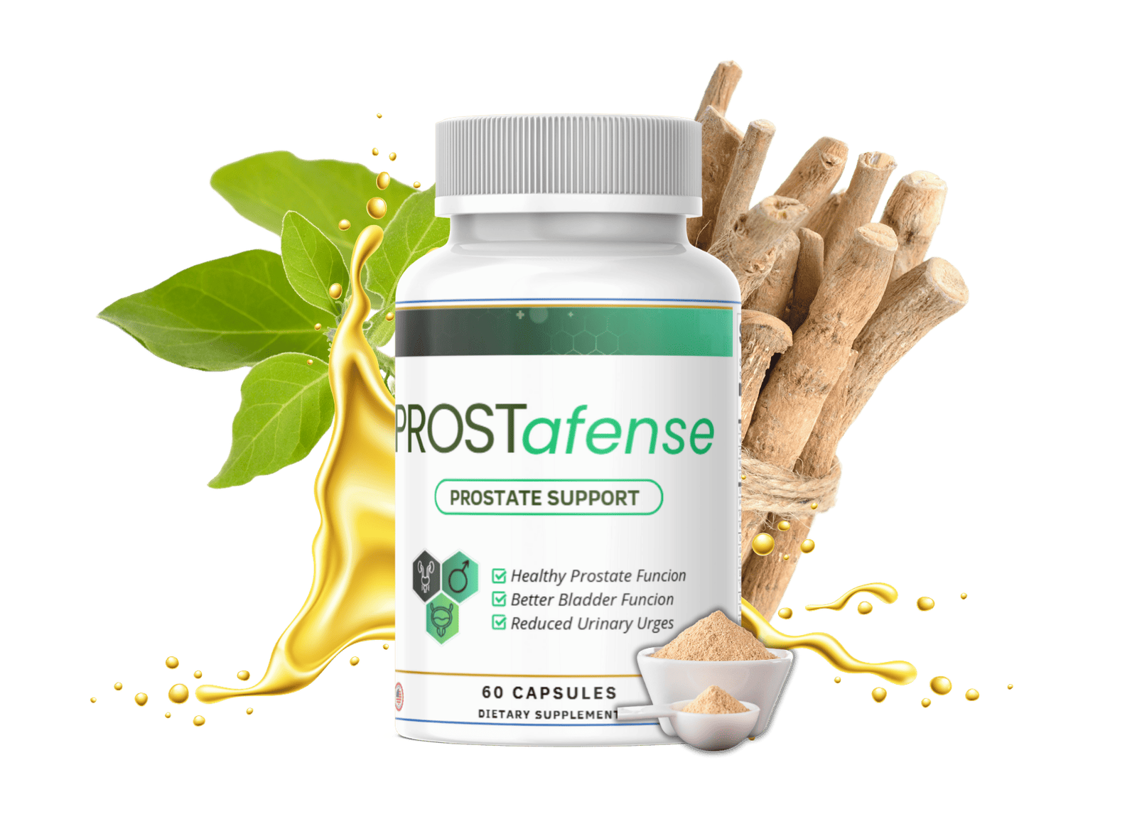 Prostafense supplement bottle and testimonial image